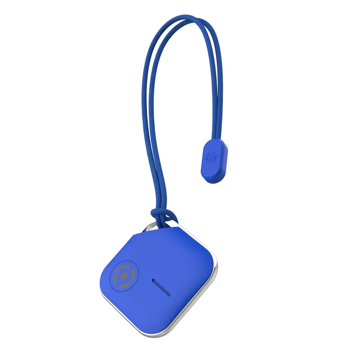 Celly SMARTFINDERBL Localizador Rastreador GPS con Cordón, Compatible con Find My de Apple (MFI), Buscador para Llaves/Mochilas, Azul
