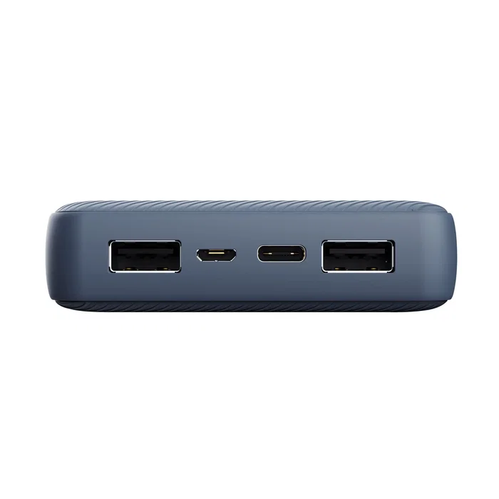Trust Power Bank Batería Externa Primo 20000 mAh con Carga Rápida USB-C 15W, 3 Puertos (2 USB-A + 1 USB-C), 50% Plásticos Reciclados, Azul