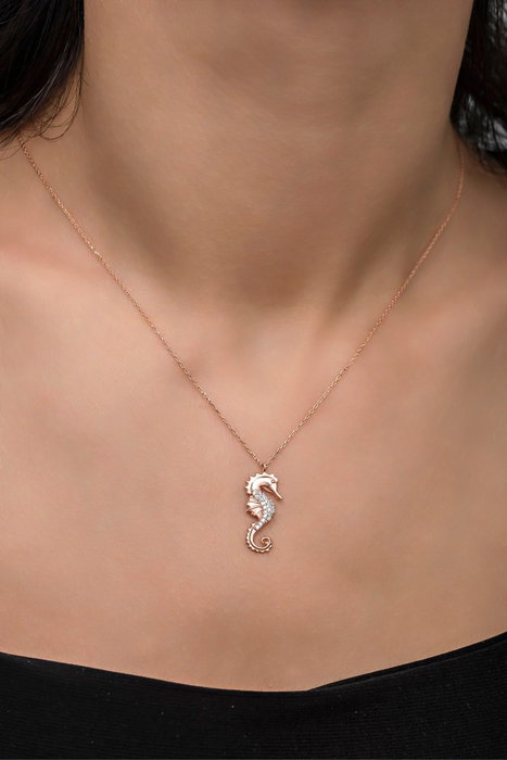 Heliophilia Silver NRZ998342 Collar de Plata de Ley 925 con Circon y Acabado Oro Rosa y Blanco, Cadena 42cm
