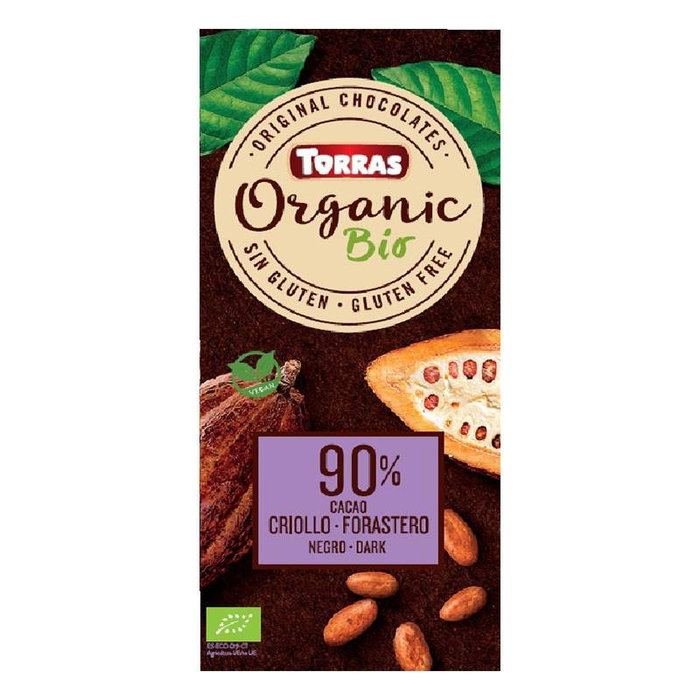 TORRAS Chocolate Negro 90% Cacao Criollo Forastero BIO 100g TORRAS Chocolate Negro 90% Cacao Criollo Forastero BIO 100g