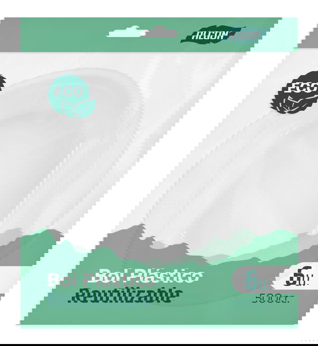 Algon Set 6 Bol Plástico Eco 500cc 22.7 x 6.5 x 26 cm (36 Unidades)