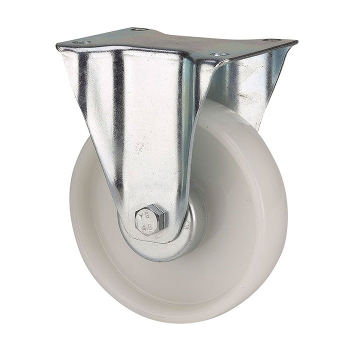 Ruedas Alex Rueda fija poliamix placa eje liso carga máx. 170 kg Ø 12,5 cm Blanco Ruedas Alex Rueda fija poliamix placa eje liso carga máx. 170 kg Ø 12,5 cm Blanco