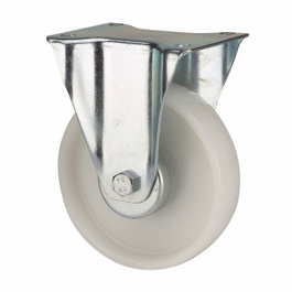 Ruedas Alex Rueda fija de poliamix con placa y eje liso, blanco, Ø 12,5 cm