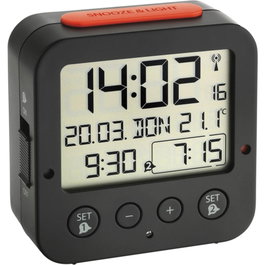 Tfa Bingo Reloj Despertador Digital RC con Temperatura Negro/Rojo