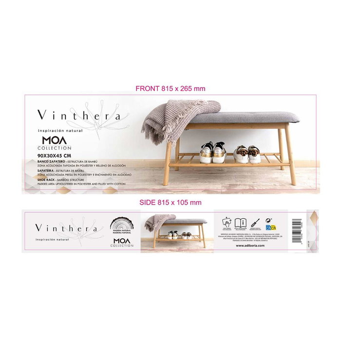 Zapatero Bambú Moa Vinthera 90x30x45 cm