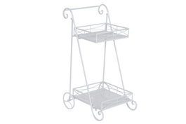DKD Home Decor Camarera de Hierro con Hojas Blanco