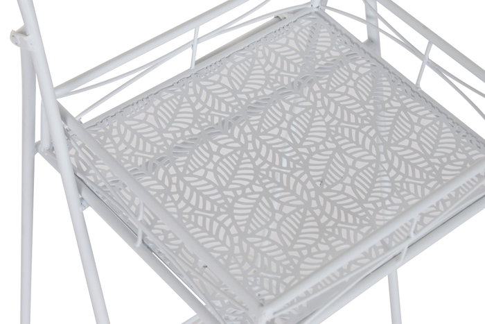 DKD Home Decor Camarera de Hierro con Hojas Blanco
