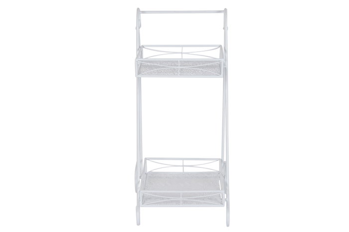 DKD Home Decor Camarera de Hierro con Hojas Blanco