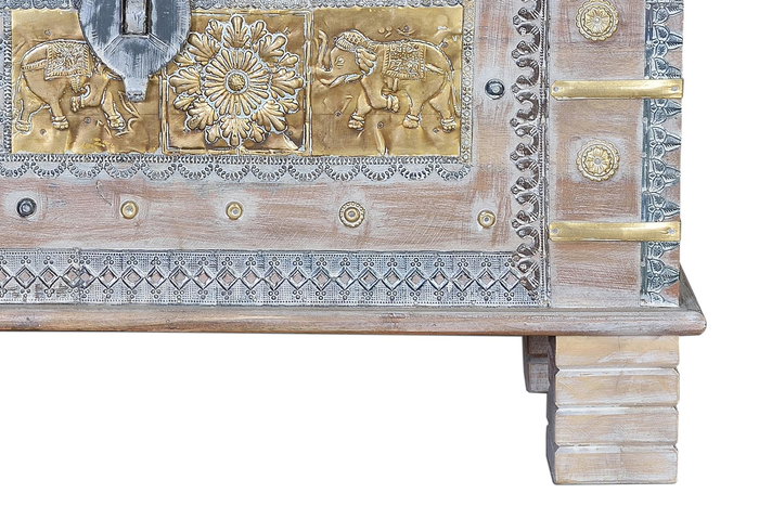 Giner y Colomer Baúl Madera Mango Blanco Envejecido 1 Unidad