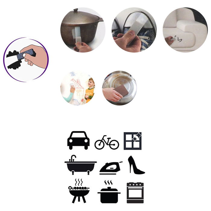 Je cherche une Idee Goma Mágica Antirayaduras Limpieza Universal Borra Suciedad Paredes Superficies 12 Unidades