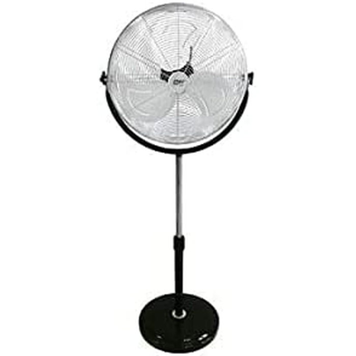 Edm Ventilador de pie industrial con base circular, cromado/negro