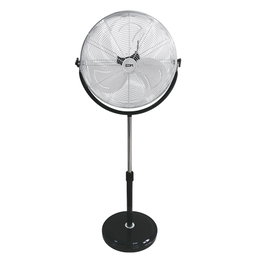 Edm Ventilador de pie industrial con base circular, cromado/negro