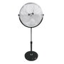 Edm Ventilador de pie industrial con base circular, cromado/negro