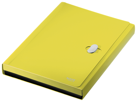 Leitz 46240015 Carpeta Polipropileno Acordeón 5 Posiciones, Bolsillo Frontal, Broche Giratorio, Formato A4, Amarillo