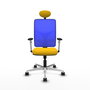 PIQUERAS Y CRESPO Silla de oficina Motilla con mecanismo Sincro, Amarillo y Azul