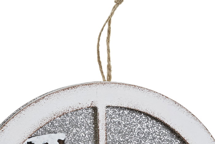 DKD Home Decor Decoración de Pared Navideña Tradicional, Madera y Cuerda, Papá Noel, Muñeco Nieve, Blanco Rojo, 4 Unidades, 1.2x24x18.5 cm