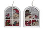 DKD Home Decor Decoración de Pared Navideña Tradicional, Madera y Cuerda, Papá Noel, Muñeco Nieve, Blanco Rojo, 4 Unidades, 1.2x24x18.5 cm