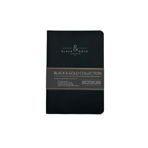 Dohe Cuaderno de notas Black&Gold tapa flexible A5 negro liso Dohe Cuaderno de notas Black&Gold tapa flexible A5 negro liso