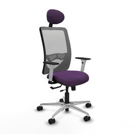 PIQUERAS Y CRESPO Silla de oficina Zulema con mecanismo Sincro/Traslack, Tela Morada y Malla Gris
