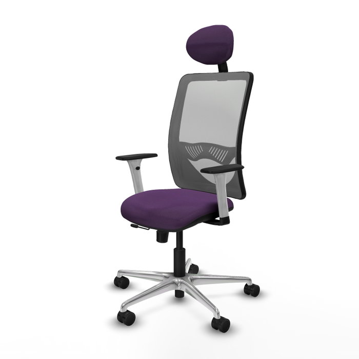 PIQUERAS Y CRESPO Silla de oficina Zulema con mecanismo Sincro/Traslack, Tela Morada y Malla Gris