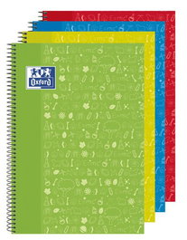 OXFORD Bloc School Asignaturas Naturales Tapa Extradura 80h Cuadriculado 4x4 90g Surtido (Set de 4)