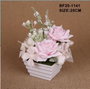 DKD Home Decor Planta de Crisantemo Rosa en PVC y Tela 16x16x25 cm
