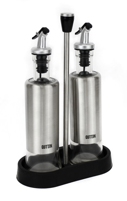 Quttin Set de 2 Aceiteras de Inox con Soporte (8 Unidades)