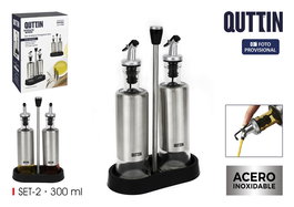 Quttin Set de 2 Aceiteras de Inox con Soporte (8 Unidades)