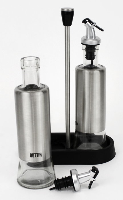 Quttin Set de 2 Aceiteras de Inox con Soporte (8 Unidades)