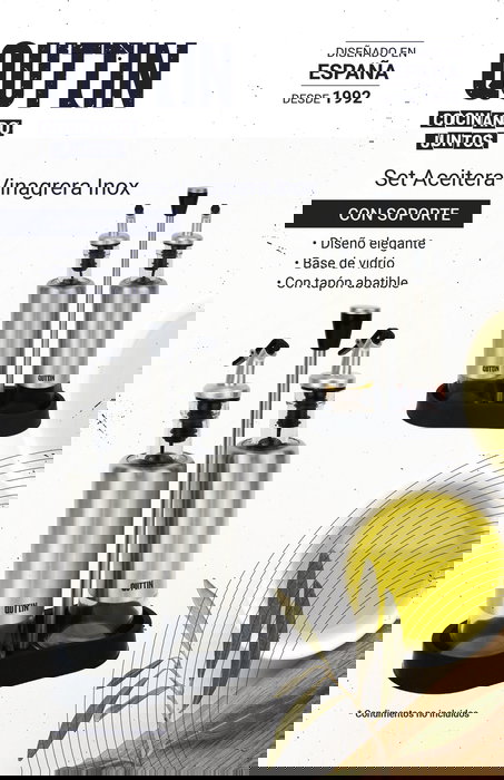 Quttin Set de 2 Aceiteras de Inox con Soporte (8 Unidades)