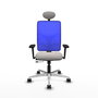 PIQUERAS Y CRESPO Silla de oficina Motilla con mecanismo Sincro/Traslack Azul y Blanco