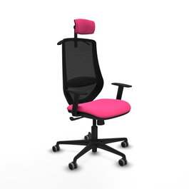 PIQUERAS Y CRESPO Silla de oficina Mardos con mecanismo Sincro, Rosa y Negro