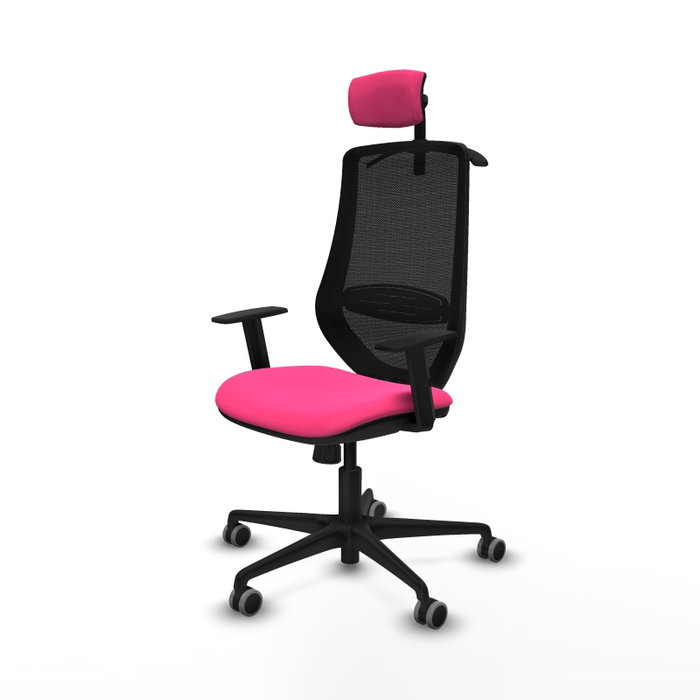 PIQUERAS Y CRESPO Silla de oficina Mardos con mecanismo Sincro, Rosa y Negro