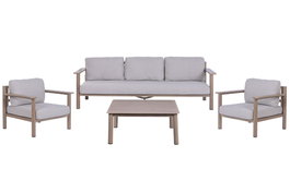 DKD Home Decor Set de Sofá 4 Piezas Aluminio y Olefina Símil Madera