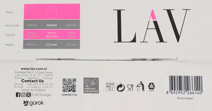 LAV Set 4 Vasos 475cc Gaia Abstract (6 Cajas)