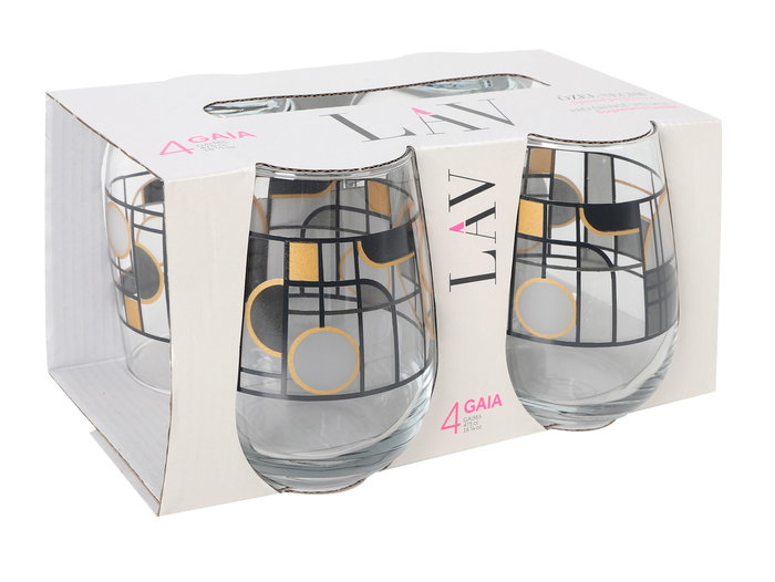 LAV Set 4 Vasos 475cc Gaia Abstract (6 Cajas)