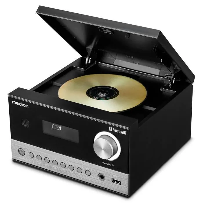 Medion AAAPE16814 Mini Sistema Hi-Fi con Bluetooth 5.3, DAB+/FM, Reproductor de CD y 30 W de Potencia Total