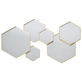 Home Deco Factory Espejo 6 Hexágonos 55x32 cm Dorado