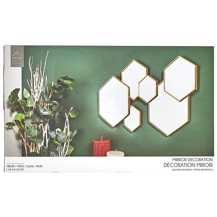 Home Deco Factory Espejo 6 Hexágonos 55x32 cm Dorado