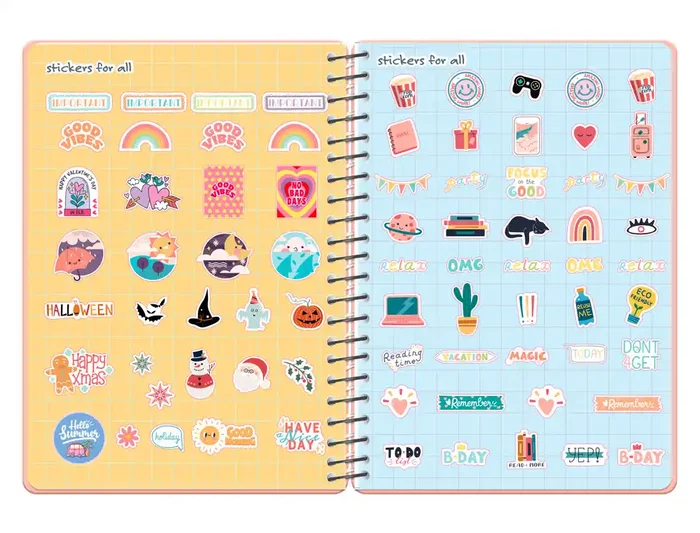 Liderpapel Agenda Escolar 2026-2027 Espiral City Rosa, Día Página A5 Bilingüe, Papel FSC 80g, Colección Fantasy con Gomilla y Pegatinas