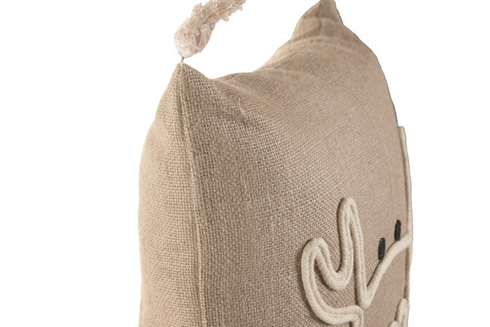 DKD Home Decor Cnacc 26 Cojín Mediterraneo Natural Blanco 45x45x12 cm (12 Unidades) Yute Poliester Bordado Cremallera