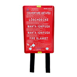 Anaf Group Manta ignífuga FB-100 para fuego, certificación EN 1869:2019 TÜV Rheinland, en caja rígida roja, instrucciones 5 idiomas (FR/ES/UK/DE/PT), 100x100 cm