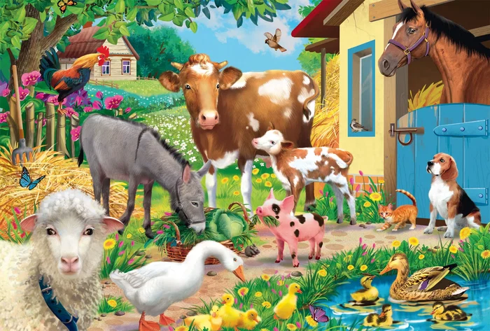 Schmidt Spiele Puzzle AABRK21872 Animales de Granja 60 Piezas para Niños a partir de 5 Años