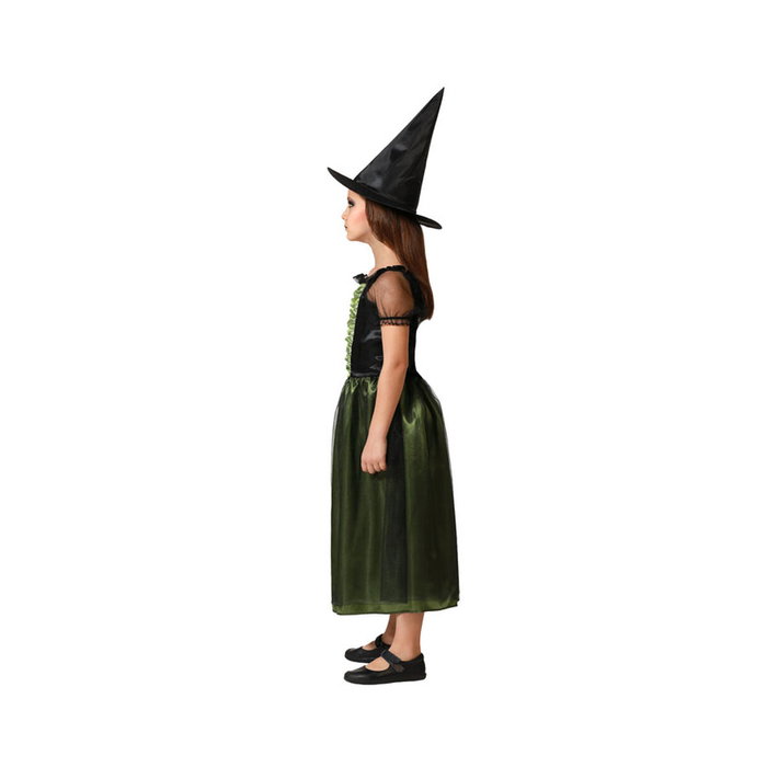 Atosa Disfraz de Bruja con Vestido Verde y Sombrero para Niña