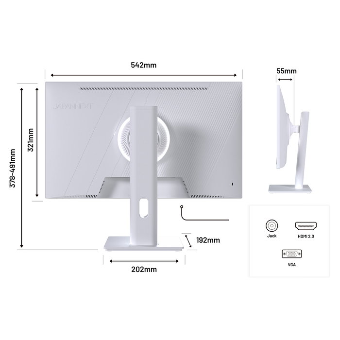 JAPANNEXT JN-I238FHD120F-HSP-W Gaming Monitor IPS 23.8" Full HD, 120Hz, 0.5ms, FreeSync, Altavoces, Blanco
