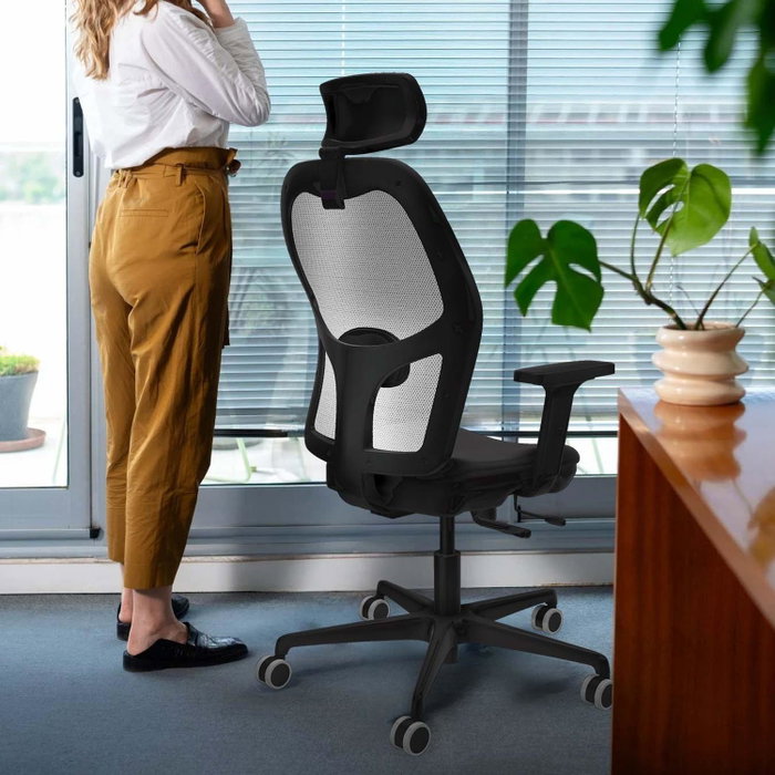 PIQUERAS Y CRESPO Silla de oficina Jorquera con mecanismo Sincro/Traslack, Crema y Negro PIQUERAS Y CRESPO Silla de oficina Jorquera con mecanismo Sincro/Traslack, Crema y Negro