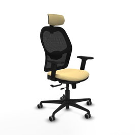 PIQUERAS Y CRESPO Silla de oficina Jorquera con mecanismo Sincro/Traslack, Crema y Negro