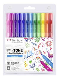 Rotulador Tombow Twintone Doble Punta Colores Arco Iris Estuche De 12