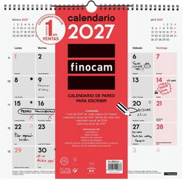 Finocam Calendario de Pared 2027 de 12 Meses Neutro