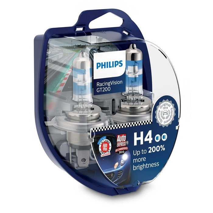 PHILIPS RACINGVISION GT200 H4 12342 RGT 12V 60/55W P43T-38 S2 PHILIPS RACINGVISION GT200 H4 12342 RGT 12V 60/55W P43T-38 S2